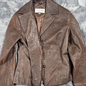 Tasha Polizzi 100% Tooled Leather Blazer L